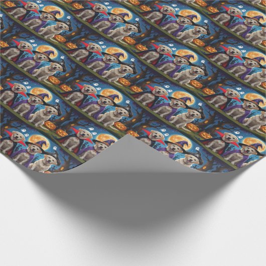 Labrador Hogs Pumpkin Halloween Funny Geschenkpapier (Ecke)