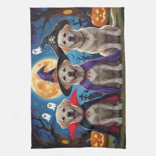 Labrador Hogs Pumpkin Halloween Funny Geschirrtuch (Vertikal)