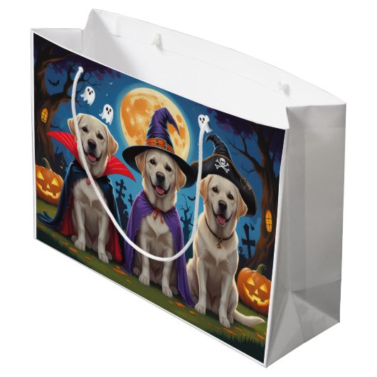 Labrador Hogs Pumpkin Halloween Funny Große Geschenktüte (Rückseite Schrägansicht)