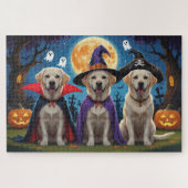Labrador Hogs Pumpkin Halloween Funny Puzzle (Horizontal)
