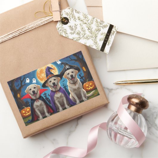 Labrador Hogs Pumpkin Halloween Funny Rechteckiger Aufkleber (Schenken)