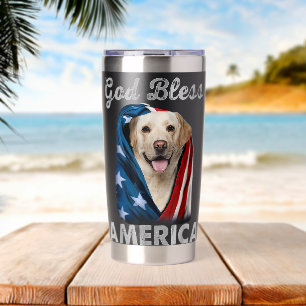 Labrador Hund Amerikanische USA-Flagge 4. Juli Lie Thermobecher