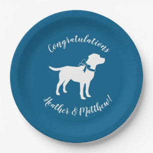 Labrador Hund Baby Dusche Blue Boy Labrador Pappteller
