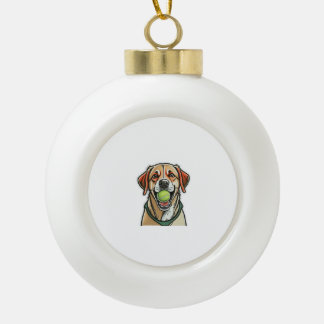 Labrador Hund beißt Tennisball in seiner Mundklass Keramik Kugel-Ornament