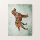 Labrador Hund floral auf grün Puzzle (Vertikal)