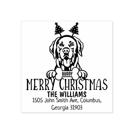 Labrador Hund Frohe Weihnachtsfeier Rücksendeadres Gummistempel (Prägung)