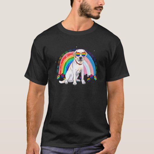 Labrador Hund Gay Pride Lgbt Regenbogenfahne Sungo T-Shirt (Vorderseite)