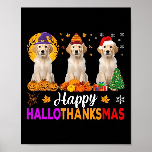 Labrador Hund Halloween Weihnachtshanksmas 1 Poster (Vorne)