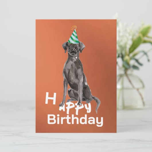 Labrador Hund Happy Birthday Grußkarte (Stehend Vorderseite)
