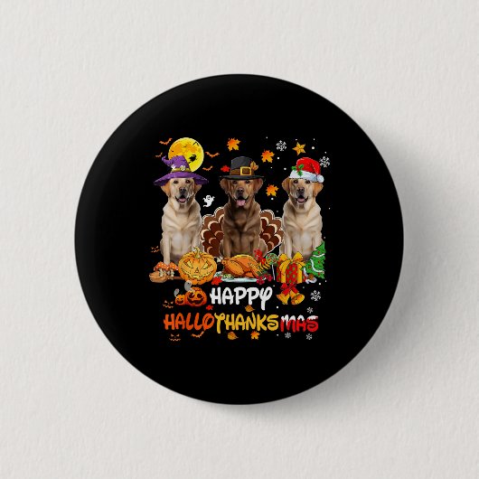 Labrador Hund Happy Halloween Erntedank Merry Ch Button (Vorderseite)