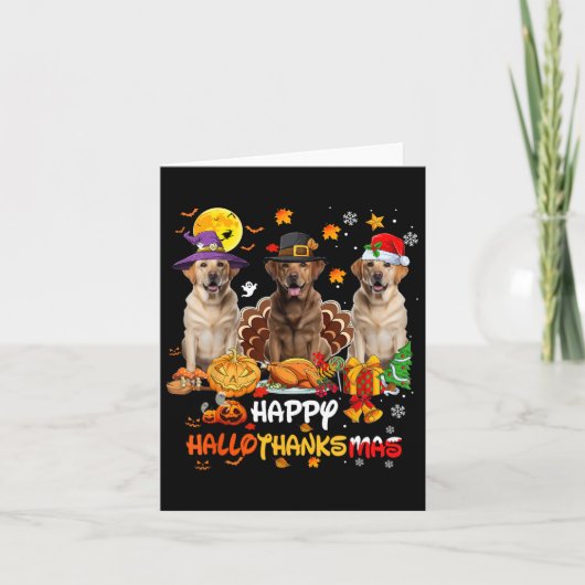 Labrador Hund Happy Halloween Erntedank Merry Ch Karte (Vorderseite)