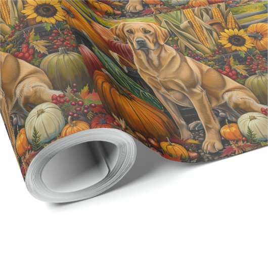 Labrador Hund Herbsternte Erntedank Geschenkpapier (Rolleneckpunkt)