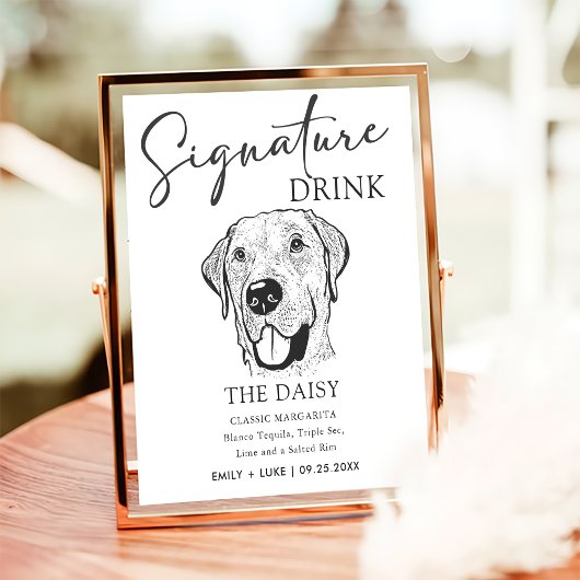 Labrador Hund Hochzeitsignatur Trinkzeichen Poster