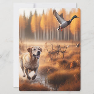 Labrador/Hund im Herbst Entenjagd Feiertagskarte
