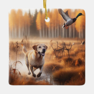 Labrador/Hund im Herbst Entenjagd Keramikornament