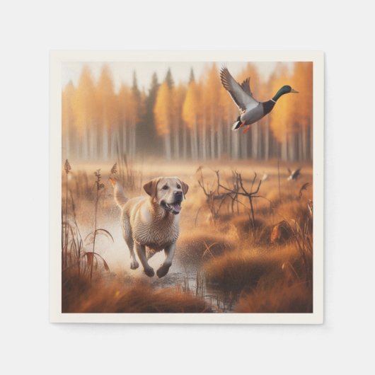 Labrador/Hund im Herbst Entenjagd Serviette (Vorderseite)