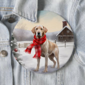 Labrador Hund im Schnee Weihnachten Button (Beispiel)