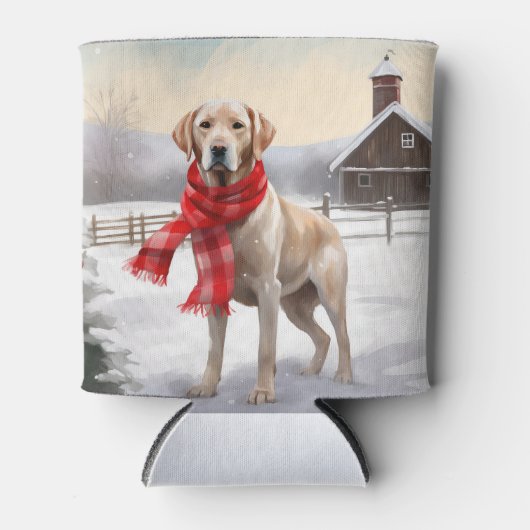 Labrador Hund im Schnee Weihnachten Dosenkühler (Vorderseite)