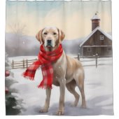 Labrador Hund im Schnee Weihnachten Duschvorhang (Vorderseite)