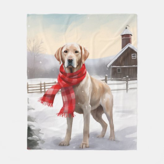 Labrador Hund im Schnee Weihnachten Fleecedecke (Vorderseite)