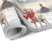 Labrador Hund im Schnee Weihnachten Geschenkpapier (Rolleneckpunkt)