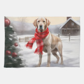 Labrador Hund im Schnee Weihnachten Geschirrtuch (Horizontal)