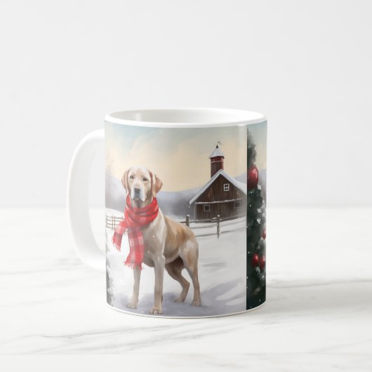 Labrador Hund im Schnee Weihnachten Kaffeetasse (Vorderseite Links)