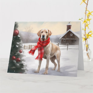 Labrador Hund im Schnee Weihnachten Karte