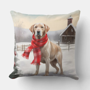 Labrador Hund im Schnee Weihnachten Kissen