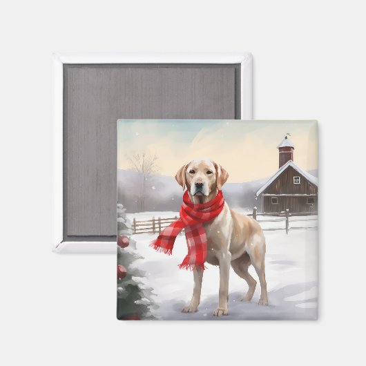 Labrador Hund im Schnee Weihnachten Magnet (Vorderseite/Rückseite)