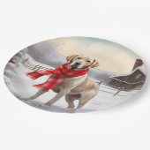 Labrador Hund im Schnee Weihnachten Pappteller (Schrägansicht)