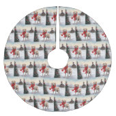 Labrador Hund im Schnee Weihnachten Polyester Weihnachtsbaumdecke (Vorderseite)