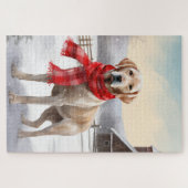Labrador Hund im Schnee Weihnachten Puzzle (Horizontal)