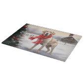 Labrador Hund im Schnee Weihnachten Schneidebrett (Ecke)