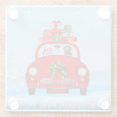 Labrador Hund in Auto mit dem Weihnachtsmann Glasuntersetzer (Rückseite)