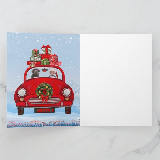 Labrador Hund in Auto mit dem Weihnachtsmann Karte (Innenseite)