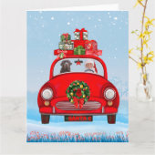 Labrador Hund in Auto mit dem Weihnachtsmann Karte (Gelbe Blume)