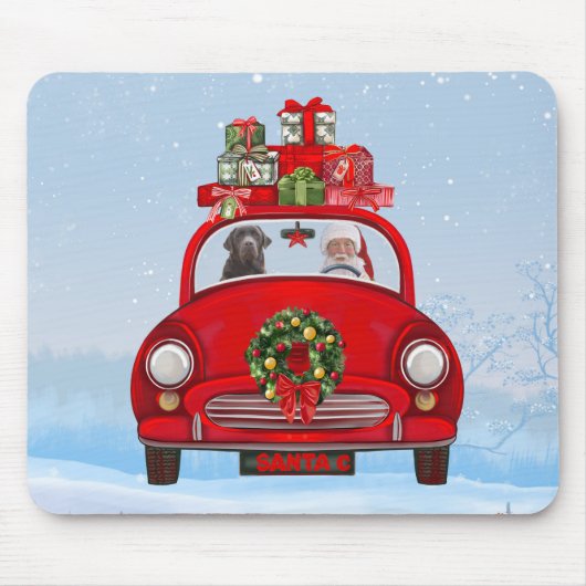 Labrador Hund in Auto mit dem Weihnachtsmann Mousepad (Vorne)