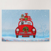 Labrador Hund in Auto mit dem Weihnachtsmann Puzzle (Horizontal)