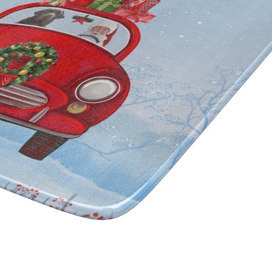 Labrador Hund in Auto mit dem Weihnachtsmann Schneidebrett (Ecke)