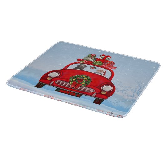 Labrador Hund in Auto mit dem Weihnachtsmann Schneidebrett (Ecke)