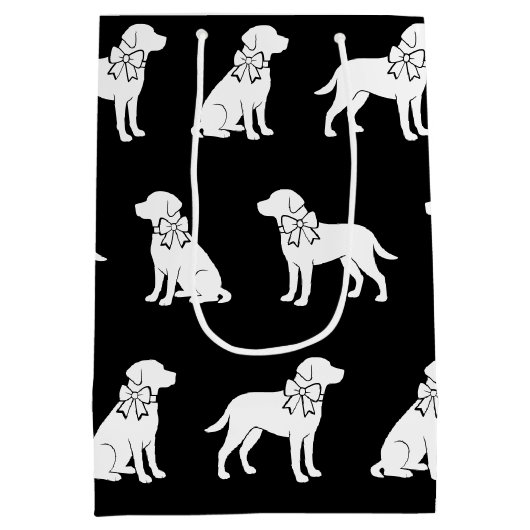 Labrador Hund in Big Gift Bow Mittlere Geschenktüte (Rückseite)