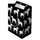 Labrador Hund in Big Gift Bow Mittlere Geschenktüte (Rückseite Schrägansicht)