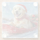 Labrador Hund in Sledge Let it Snow Christmas Glasuntersetzer (Rückseite)