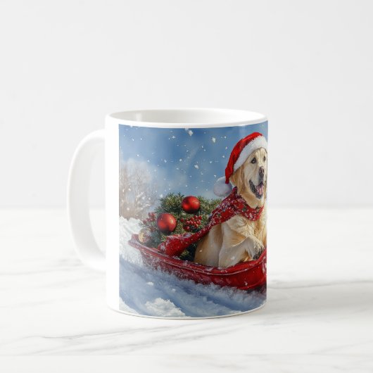 Labrador Hund in Sledge Let it Snow Christmas Kaffeetasse (Vorderseite Links)