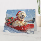 Labrador Hund in Sledge Let it Snow Christmas Karte (Vorderseite)