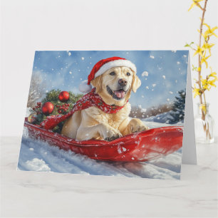 Labrador Hund in Sledge Let it Snow Christmas Karte