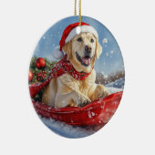 Labrador Hund in Sledge Let it Snow Christmas Keramik Ornament (Rechts)