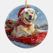 Labrador Hund in Sledge Let it Snow Christmas Keramik Ornament (Hinten)