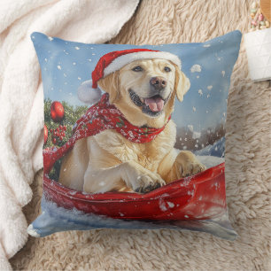 Labrador Hund in Sledge Let it Snow Christmas Kissen